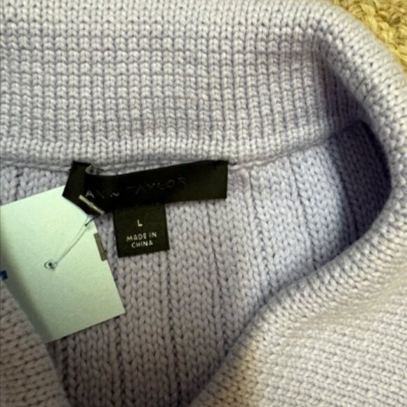 ANN TAYLOR LILAC BUD STITCHED COLLARED BUTTON SWEATER JACKET GOLD BUTTON $149 L - Picture 7 of 8